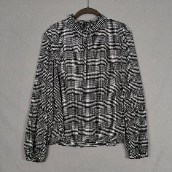 The Limited Houndstooth Black White Long Sleeve Top, Size L - Picture 1 of 8